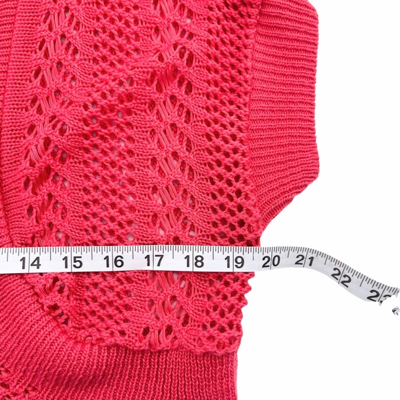 Robbie Bee Crochet Knit Short Sleeve Open Front Cardigan Size Medium - Picture 6 of 9